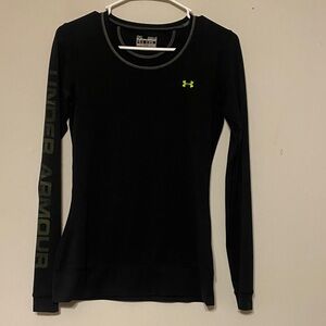 Under Armour Black Long Sleeve Tee with Green Logo